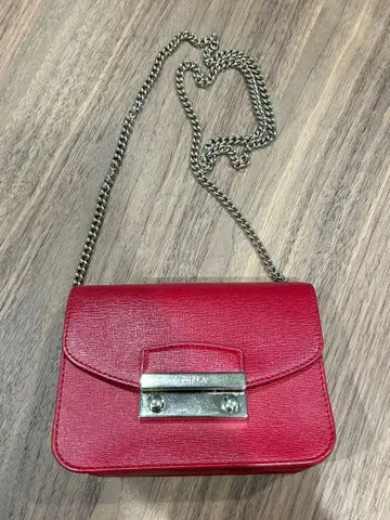 훌라 FURLA 체인 숄더백 빨간색 레드 천연 가죽