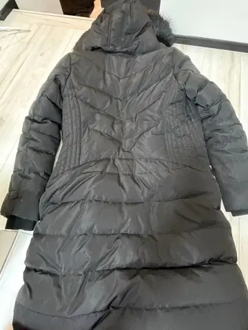 후드 부착 블랙 롱 다운 자켓