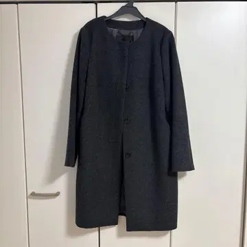 UNTITLED 노카라 캐시미어 혼방 코트 그레이