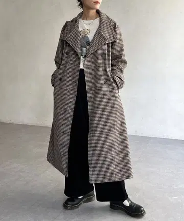 [ CPCM ] 경량 멜톤 스탠드 코트 브라운 체크