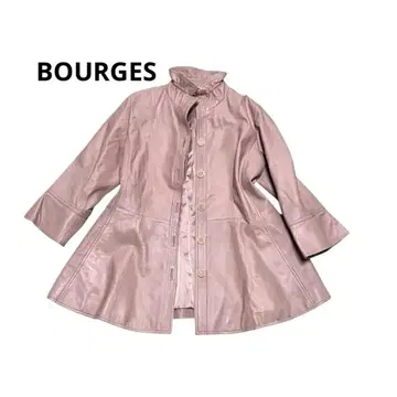 BOURGES 가죽 자켓 아우터 핑크 벚꽃색 38 플레어 양가죽