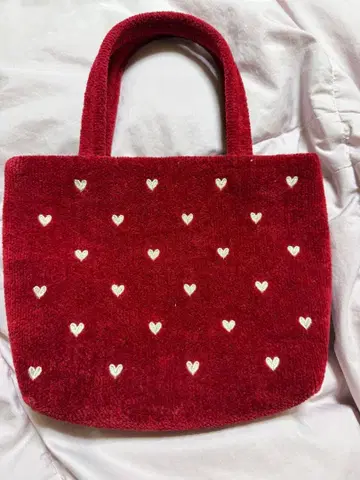 LOVERARY 하트 무늬 빨간색 핸드백