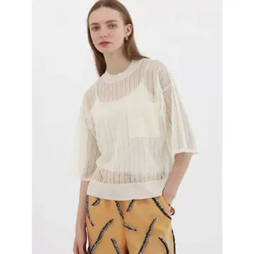 시스루 니트 스트라이프 PO (아이보리)