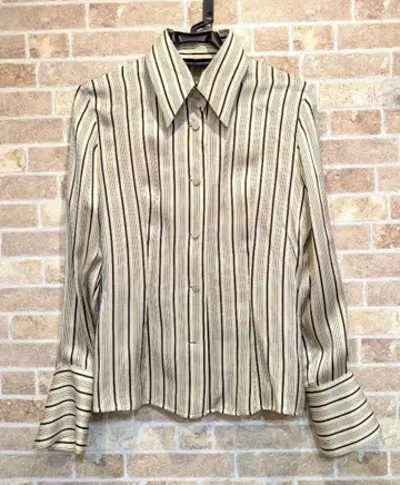 실크 100% NOVESPAZIO 스트라이프 패턴 긴팔 셔츠