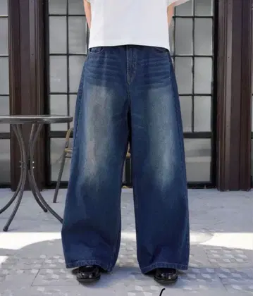 Regen Glanz 와이드 배기 데님 팬츠