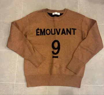 넘버 로고 니트 스웨터 카멜 38 프리