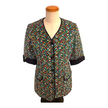 노카라 자켓 다색 꽃무늬