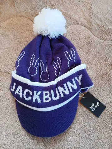 JACKBUNNY 골프 보라색 니트 모자 폼폼 포함 미사용 새상품