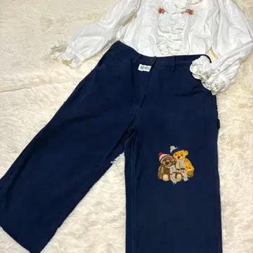 핑크하우스 곰돌이 자수 와펜 데님 팬츠 레어 pinkhouse