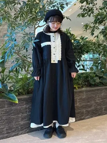 사만사 모스모스 패치워크 레이스 원피스 블랙