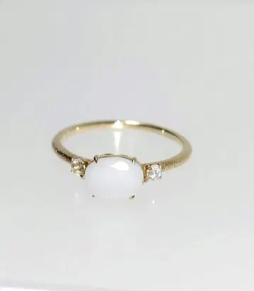 agete K10 화이트 쿼츠 래브라도 라이트 반지 11호