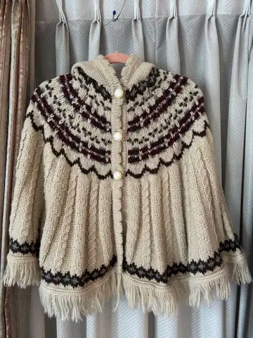 axes femme 후드 부착 판초 니트 케이프