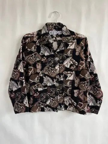 Keren Hart 말 패턴 긴팔 셔츠