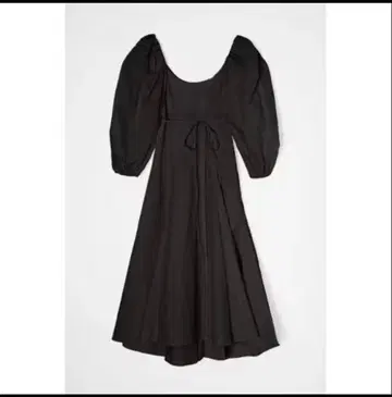 퍼프 슬리브 롱 드레스 블랙 그레이