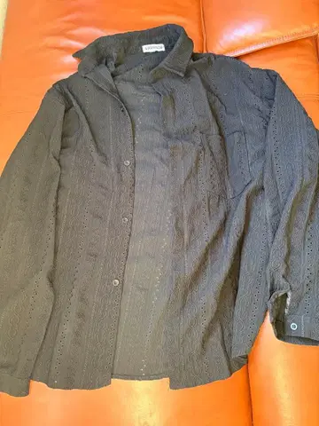 블랙 시스루 니트 긴팔 셔츠