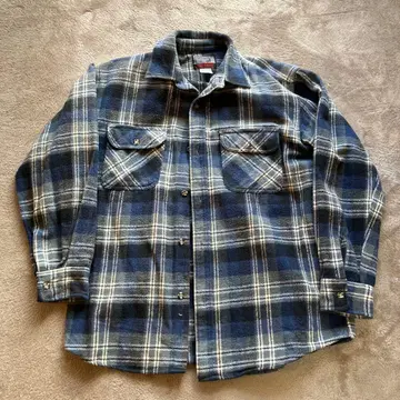 EDWIN 플란넬 셔츠 네이비 체크 90s