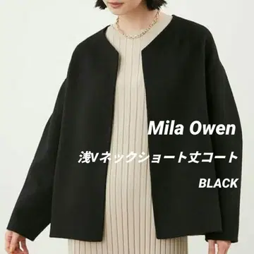 Mila Owen 얕은 V넥 숏코트 블랙