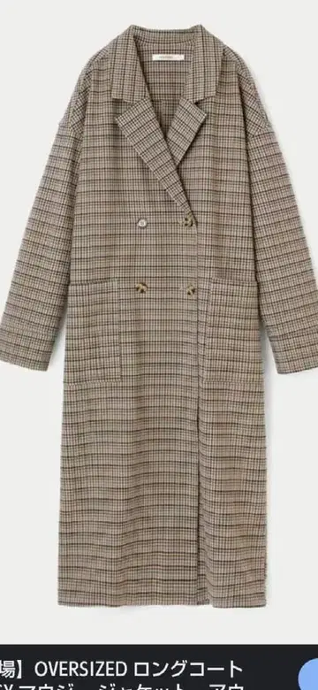 moussy 오버사이즈 롱 코트 체스터 코트 체크 무늬