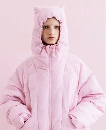 WCJ 고양이 귀 디자인 핑크 다운 자켓