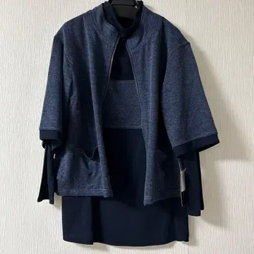 미사용 새상품 네이비 튜닉, 지퍼 자켓 세트