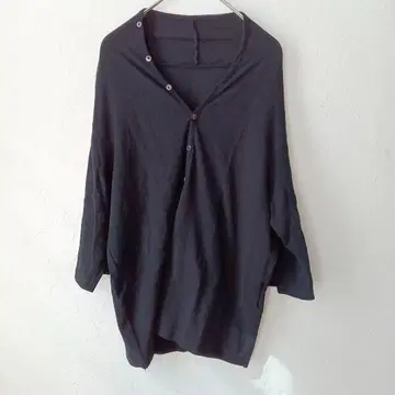 와인 ( M ) 7부 소매 가디건 2WAY 컬러 블랙 코튼 100%