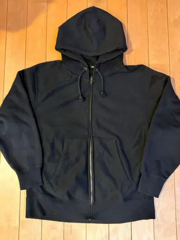 GU 헤비 웨이트 맨투맨 풀 집업 후드티 블랙