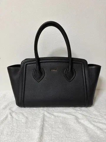 FURLA 훌라 칼리지 블랙 올 가죽 핸드백 토트백