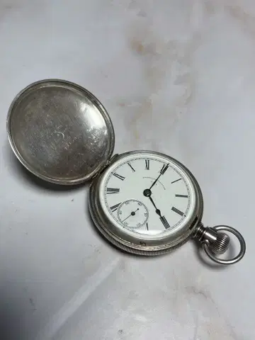 작동품 월쌈 회중시계 앤티크 실버 은제 케이스 수동 와인딩