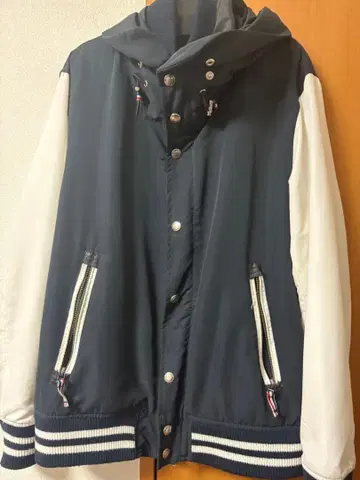 BEAMS HEART 후드 부착 자켓 M 네이비 화이트