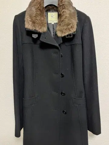 [ 새상품급 ] 쿠미쿄쿠 KUMIKYOKU 울 코트 퍼 포함 블랙