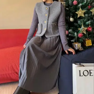 글래머러스 가든 베스트 플리츠 원피스 세트