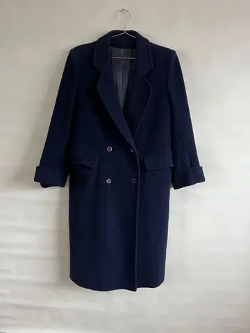 네이비 더블 브레스트 체스터 코트