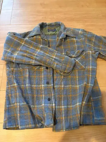 Pendleton 울 플란넬 셔츠 M 파랑 오렌지 체크
