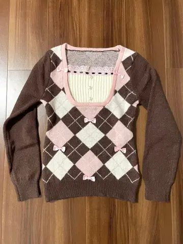 LIZ LISA 계 아가일 니트 스웨터