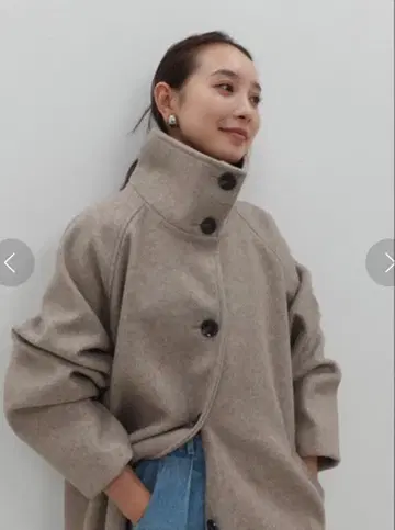 y/m x 무라오카 미사토 스탠드 카라 롱 코트