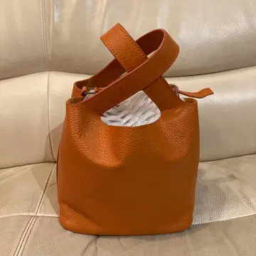 천연 가죽 오렌지 가죽 피코탄 버킷형 핸드백
