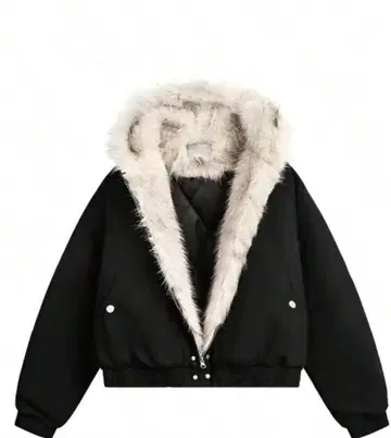 후드 부착 퍼 부착 크롭 자켓