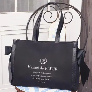 Maison de FLEUR 캔버스 스퀘어 토트백 블랙