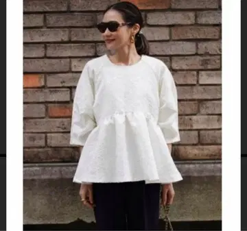 ELLIE 완판템 자카드 블라우스 F 사이즈 엘리 화이트