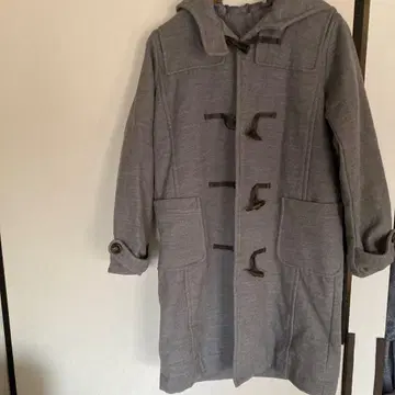 그레이 더플 코트 후드 부착