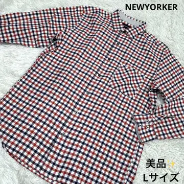 새상품급 NEWYORKER 긴팔 플란넬 셔츠 L 사이즈 트리컬러