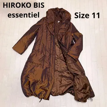 HIROKO BIS 다운 코트 롱 코트 숄카라 브라운