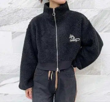 [ 미개봉 새상품 ] GORGE 더블 지퍼 숏 보아 자켓 블랙 F