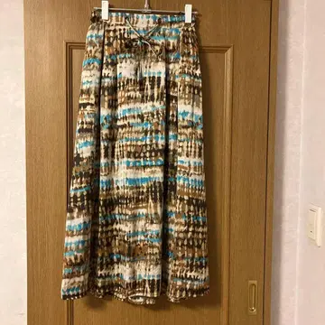 타이다이 패턴 플리츠 스커트 브라운/블루