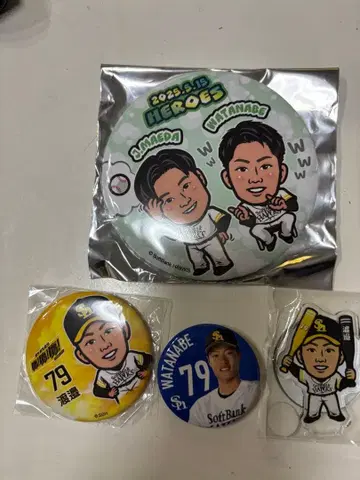 소프트뱅크 호크스 와타나베 리쿠 선수 79번 배지 세트