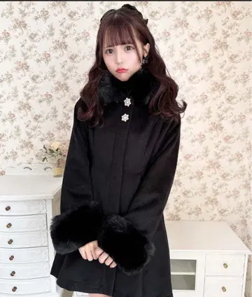 ROJITA 백리본 후디 코트 블랙