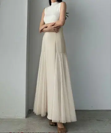 새상품 Louere 하이웨스트 튤 도킹 플레어 스커트 루엘레