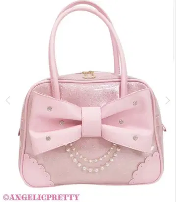 글리터 보석 리본 보스턴 백 핑크