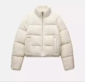 도트 무늬 퀼팅 아노락 케이블 니트풍 다운 자켓 ZARA