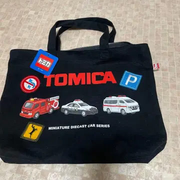 TOMICA 미니카 자수 와펜 토트백 지퍼 달린 새상품
